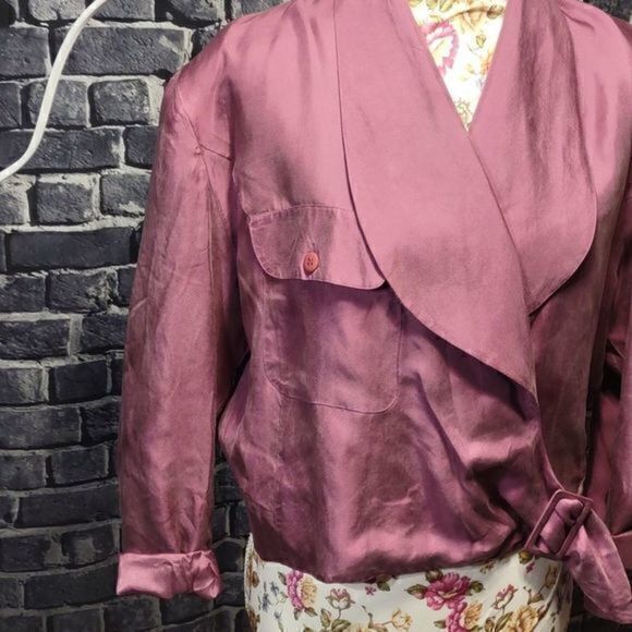 Vintage Diane Gilman Silk Wrap‎ Blouse Sz M - Picture 3 of 9